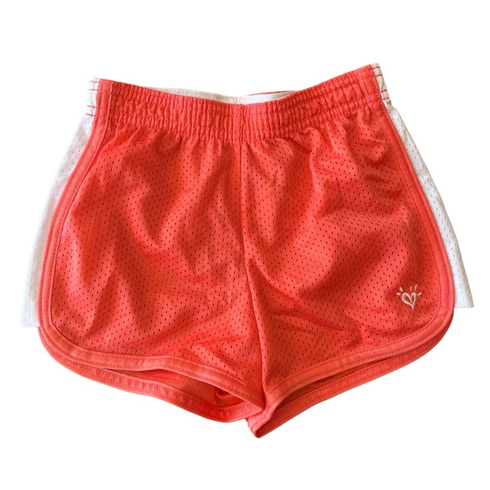 Justice Girls Size 7 Athletic Shorts Mesh Orange Pink Grapefruit